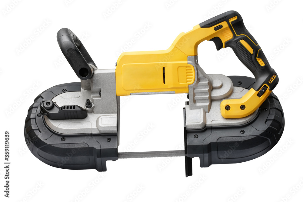 Power tool .Deep Cut and Compact Band Saws , cordless band saws on white background Power tool .Deep Cut and Compact Band Saws , cordless band saws on white background