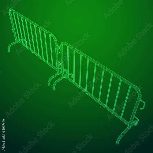 Police riot fence. Wireframe low poly mesh vector illustration.