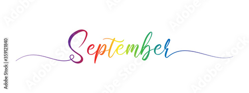 september letter calligraphy banner colorful gradient photo