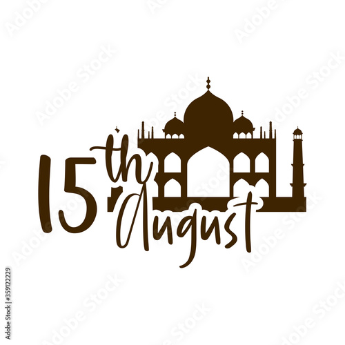 happy independence day india, taj mahal date celebration festive silhouette style icon