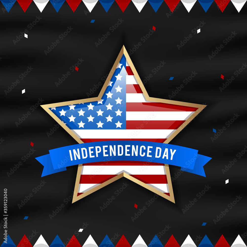 happy independence day with flag on the star and black background vector happy independence day with flag on the star and black background vector