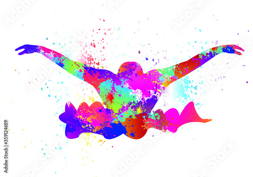 Swimming logo design. Colorful sport background. Vector illustration.