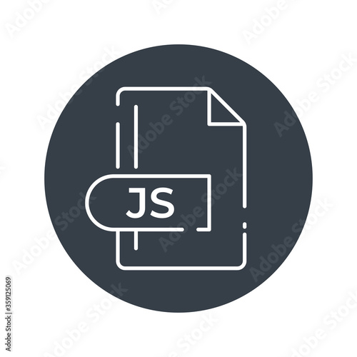 JS Icon. JS File Format extension filled icon.
