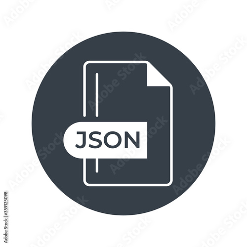 JSON File Format Icon. JSON extension filled icon.