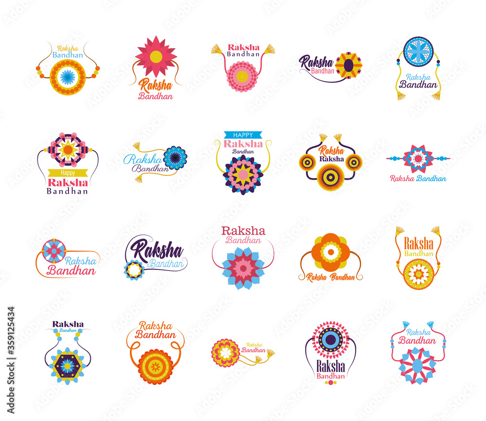 Raksha bandhan wristbands set vector design