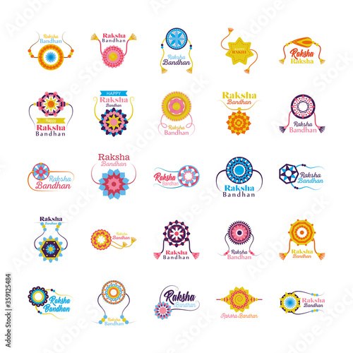 Raksha bandhan wristbands set vector design