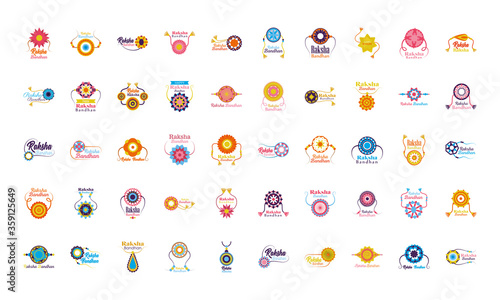 Raksha bandhan wristbands set vector design