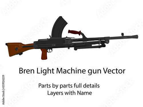 WW2 Bren light machine gun | ww2 machine gun full details and parts by parts with layers name. This can help you to animated like magazine reloading, firing etc.