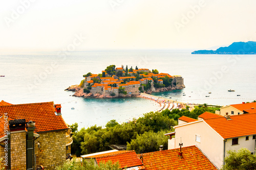 It's Adratic sea and the Sveti Stefan Island, south of Montengro photo