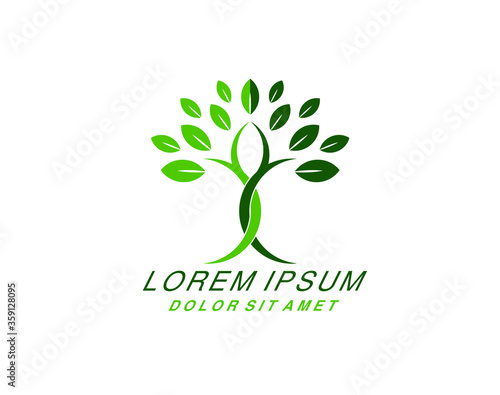 wellness logo with modern abstract tree concept, vector illustrations. family tree logo design