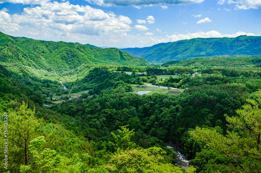 Obraz premium 九蔵峠からの開田高原の風景