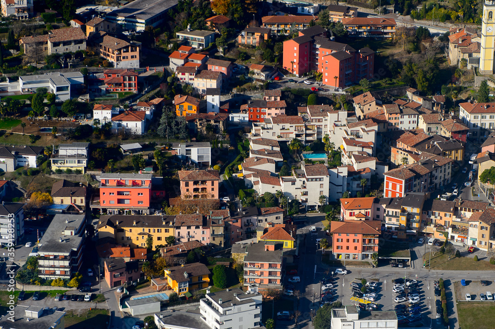 Lugano, Switzerland. Aerial view