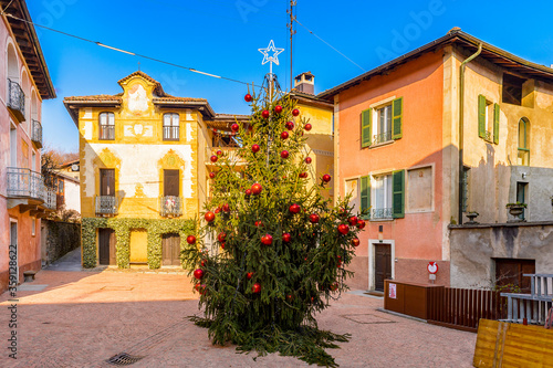 Fototapeta Naklejka Na Ścianę i Meble -  It's Square in Carona, a former municipality in the district of Lugano in the canton of Ticino in Switzerland