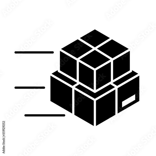 delivery packaging, fast service pile of cardboard boxes cargo distribution, logistic shipment of goods silhouette style icon
