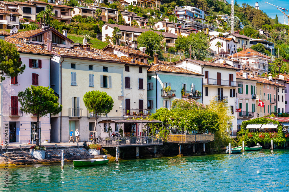 Morcote, a municipality in the Swiss canton of Ticino, Lake Lugano..Famous by small alleys, the arcades of old Patrician homes, valuable architectural monuments