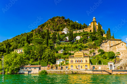Obraz na płótnie Morcote Village, the Pearl of Ceresio, Lake of Lugano, Switzerland w salonie