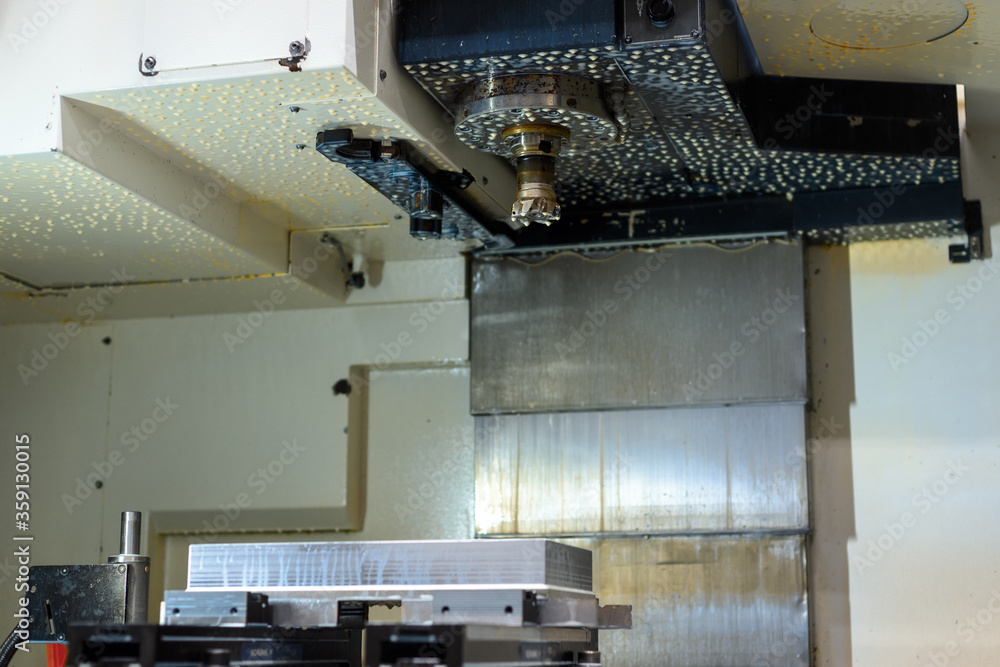Modern lathe metalworking CNC machine.