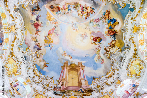 Wies, Germany. The Pilgrimage Church of Wies (Wieskirche), an oval rococo church located in the foothills of the Alps, Bavaria. A World Heritage Site photo