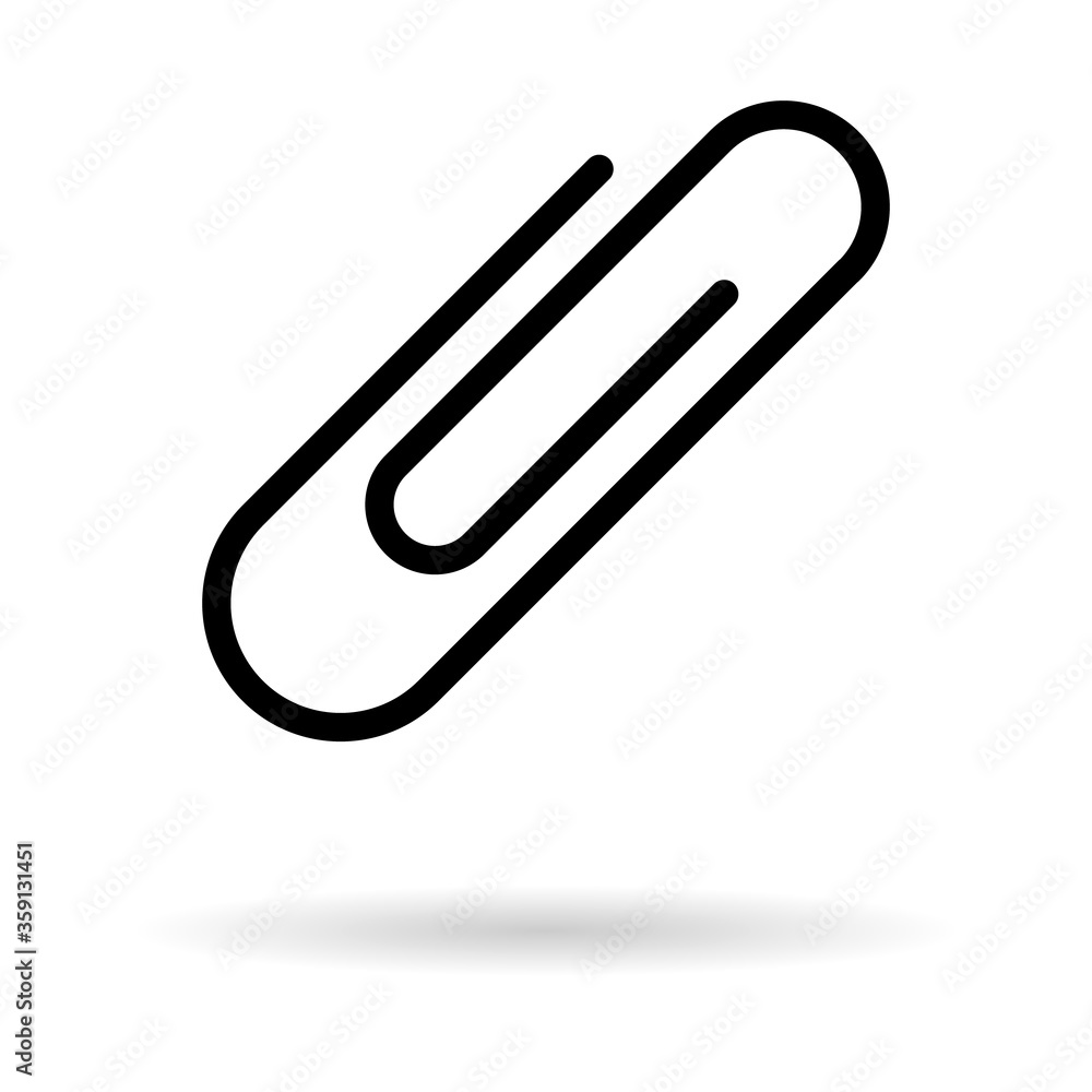 Paper clip with shadow, black color isolated on white background. School element vector Paper clip with shadow, black color isolated on white background. School element vector