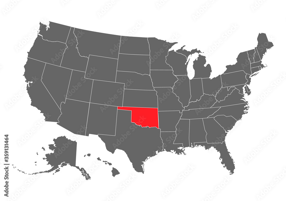 Oklahoma vector map. High detailed illustration. United state of America country