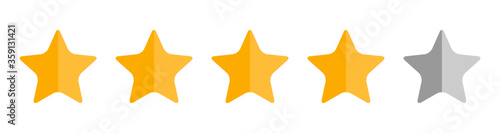 Four stars, customer quality symbol, vector product rating review flat icon for hotel, restaurant etc