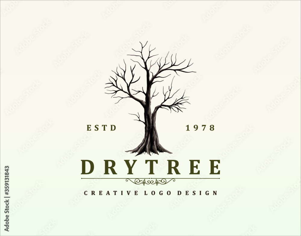 Obraz premium Abstract tree logo design with vintage style