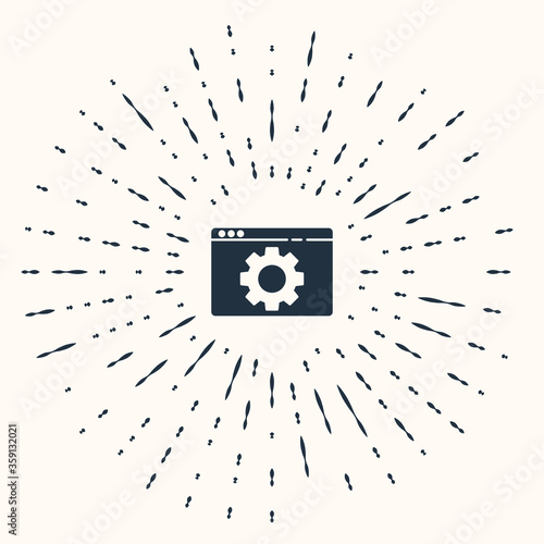 Grey Browser setting icon isolated on beige background. Adjusting, service, maintenance, repair, fixing. Abstract circle random dots. Vector Illustration