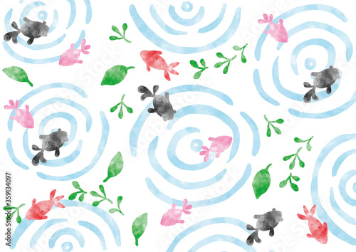 金魚_模様_水彩