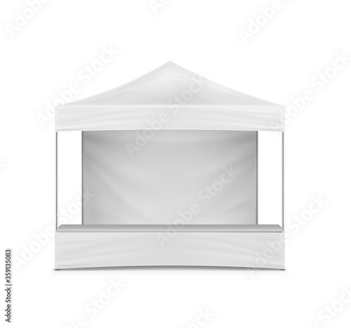 Pop-up gazebo, realistic mockup. Exhibition canopy tent. Market stall. Vector mock-up. Event marquee, vector template for business branding design