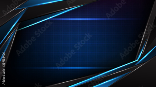 abstract futuristic background of glowing blue and black motion line interface frame technology sci fi concept