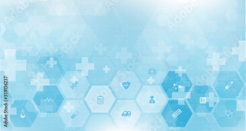 health care and science icon pattern medical innovation concept background vector design.