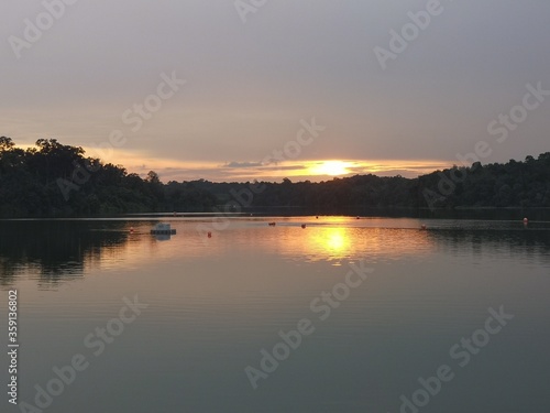 Sunset landscape at the Singapore s reservoir