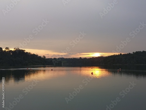 Sunset landscape at the Singapore s reservoir