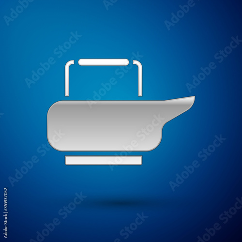 Silver Bedpan icon isolated on blue background. Toilet for bedridden patients.  Vector Illustration