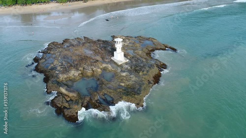 Aerial view of a lighthouse on the sea in Thailand