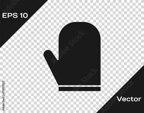 Black Oven glove icon isolated on transparent background. Kitchen potholder sign. Cooking glove.  Vector Illustration