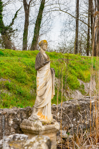 It's Statue of the Sanctuary of Zeus Hypsistos, Dion Archeological Site in Greece photo