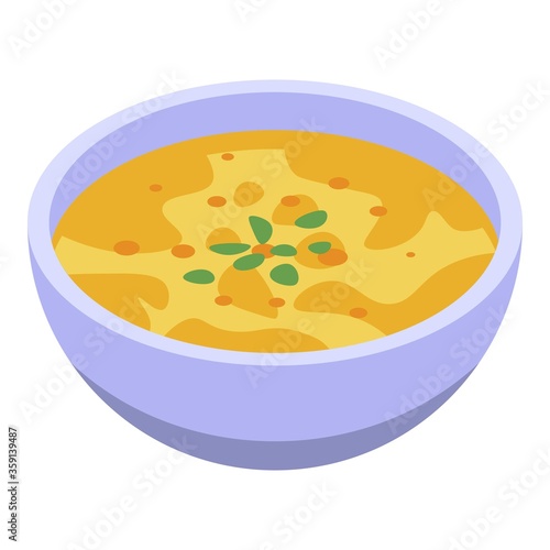 Traditional indian dish soup icon. Isometric of traditional indian dish soup vector icon for web design isolated on white background