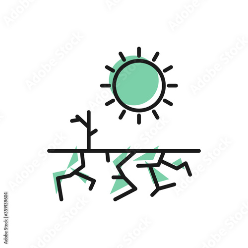 Black line Drought icon isolated on white background.  Vector Illustration