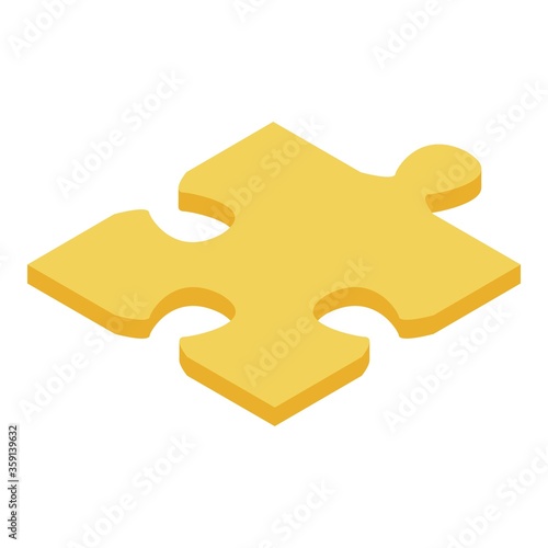 Yellow puzzle icon. Isometric of yellow puzzle vector icon for web design isolated on white background