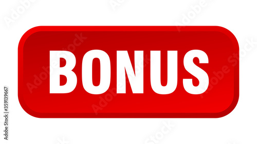 bonus button. bonus square 3d push button