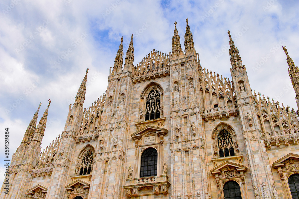 It's Duomo di Milano (Dome of Milan), Milan, Italy. Metropolitan Cathedral-Basilica of the Nativity of Saint Mary