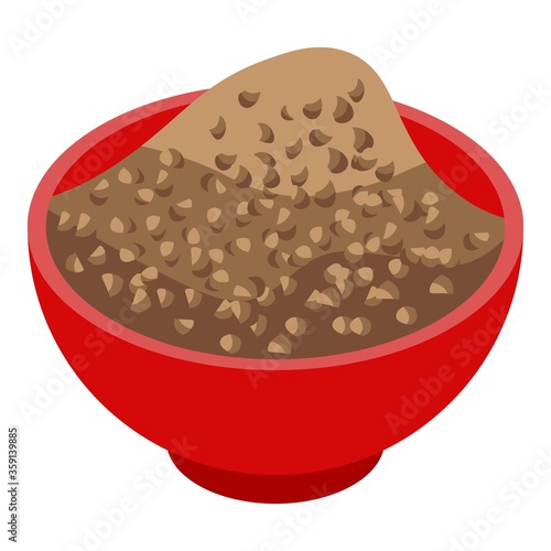 Buckwheat bowl icon. Isometric of buckwheat bowl vector icon for web design isolated on white background