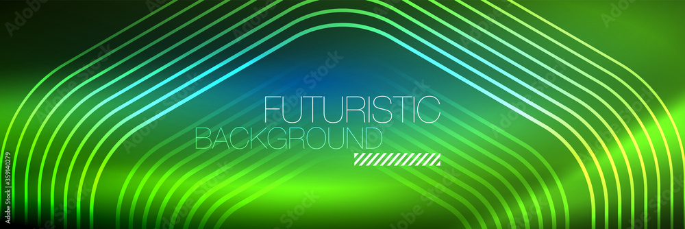 Shiny neon lines, stripes and waves, technology abstract background. Trendy abstract layout template for business or technology presentation, internet poster or web brochure cover, wallpaper Shiny neon lines, stripes and waves, technology abstract background. Trendy abstract layout template for business or technology presentation, internet poster or web brochure cover, wallpaper