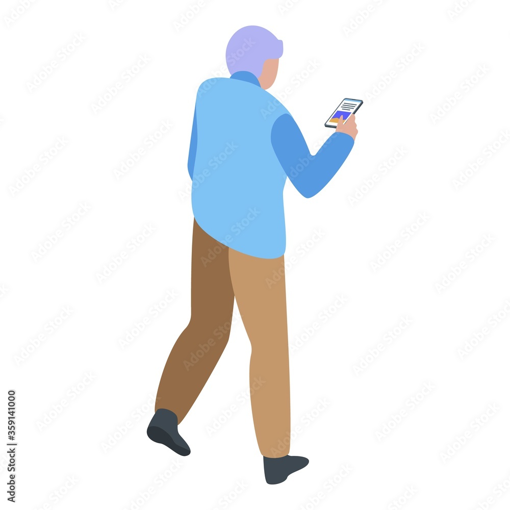 Grandfather with smartphone icon. Isometric of grandfather with smartphone vector icon for web design isolated on white background