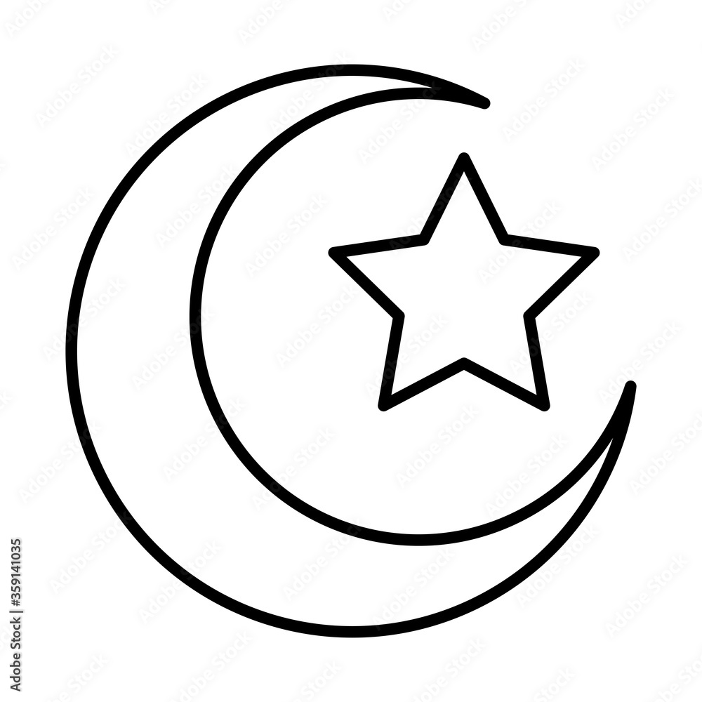 moon star eid mubarak islamic religious celebration line style icon moon star eid mubarak islamic religious celebration line style icon