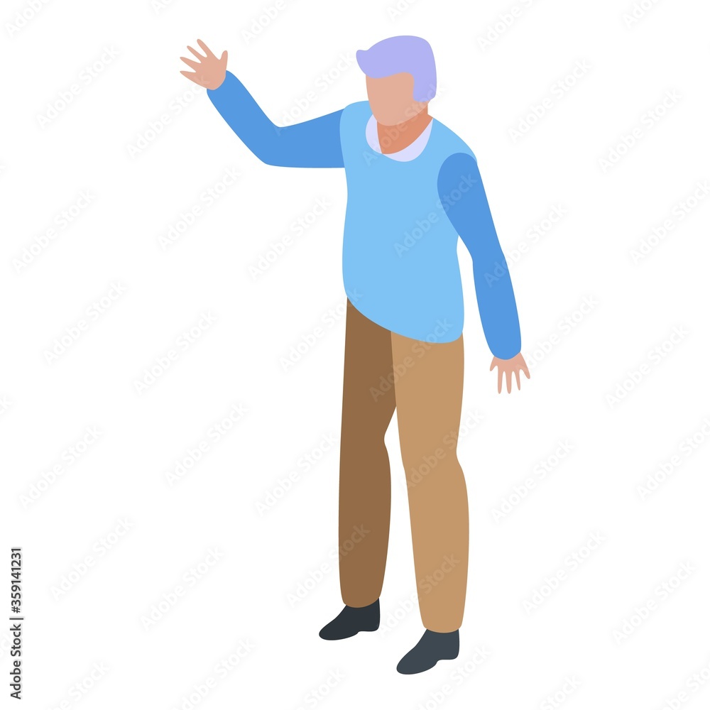 Say hello grandfather icon. Isometric of say hello grandfather vector icon for web design isolated on white background Say hello grandfather icon. Isometric of say hello grandfather vector icon for web design isolated on white background