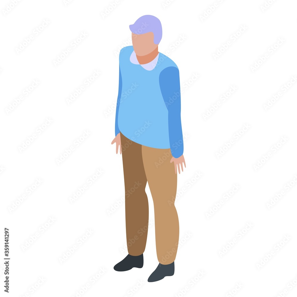 Tired grandfather icon. Isometric of tired grandfather vector icon for web design isolated on white background Tired grandfather icon. Isometric of tired grandfather vector icon for web design isolated on white background