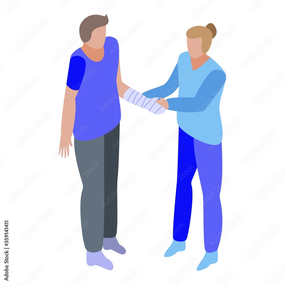 Man hand medical aid icon. Isometric of man hand medical aid vector icon for web design isolated on white background Man hand medical aid icon. Isometric of man hand medical aid vector icon for web design isolated on white background