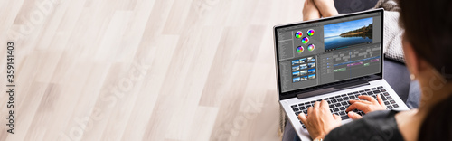 Video Editor Software On Laptop Computer
